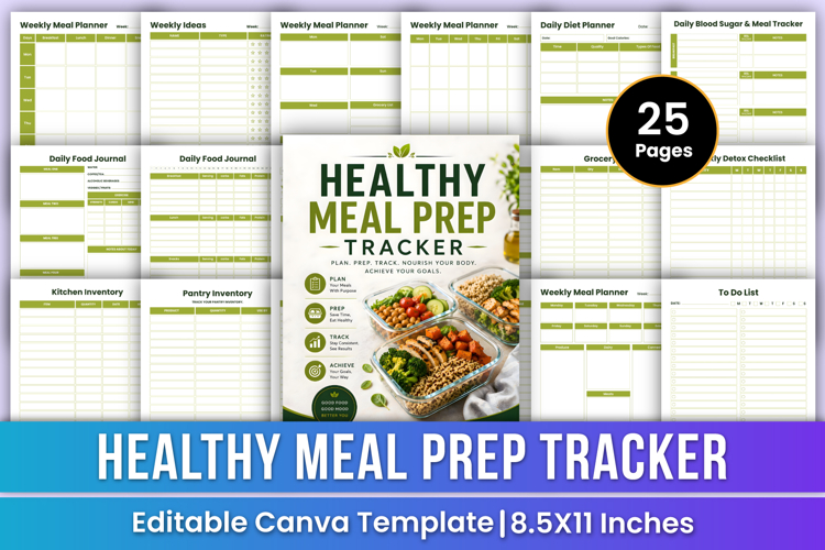 Healthy Meal Prep Tracker | Meal Planner, Diet Log