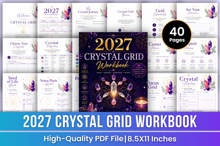 2027 Crystal Grid Workbook | Crystal Healing, Manifestation