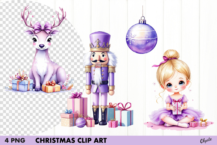 Watercolor Lilac Christmas Clipart PNG