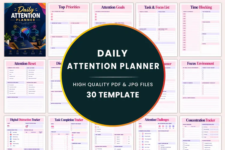 Daily Attention Planner Kdp interiors