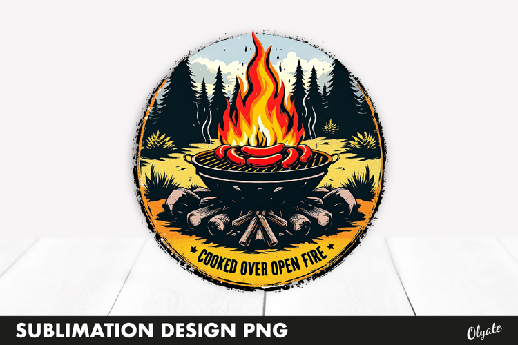 BBQ Retro Round Sublimation PNG