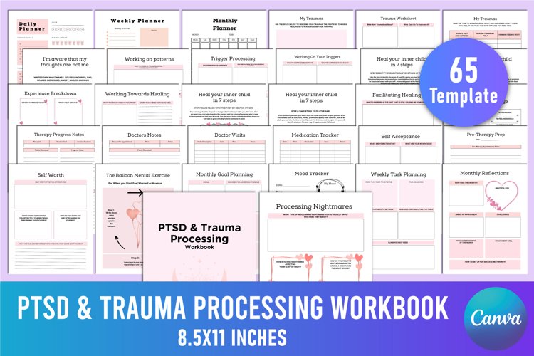 PTSD   Trauma Processing Workbook For Canva Template
