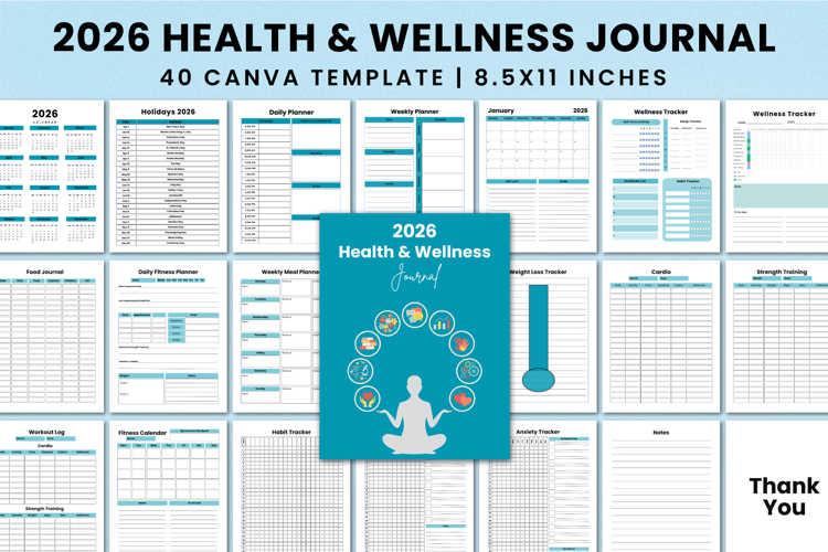2026 Health & Wellness Journal For Canva KDP Interior