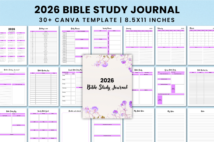 2026 Bible Study Journal For Canva KDP Interior example image 1