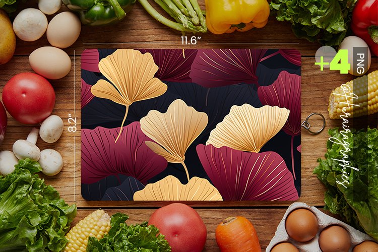 Burgundy Gold Ginko Cutting Board Design - 04 Variations