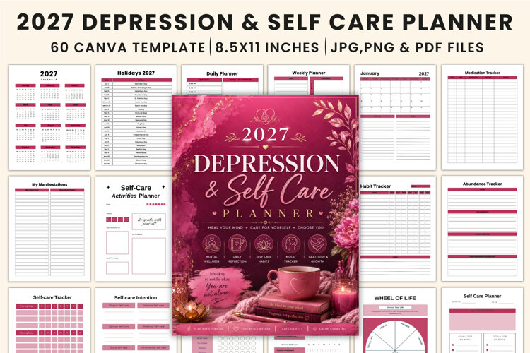 2027 Depression & Self-Care Planner Templates example image 1