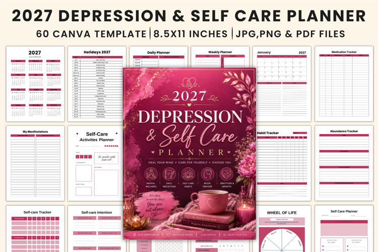 2027 Depression & Self-Care Planner Templates
