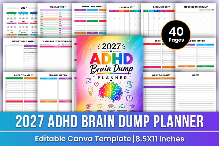 2027 ADHD Brain Dump Planner | Organize