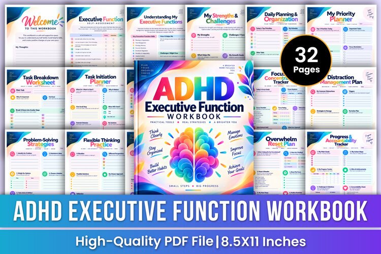 ADHD Executive Function Workbook | Focus, Organization example image 1