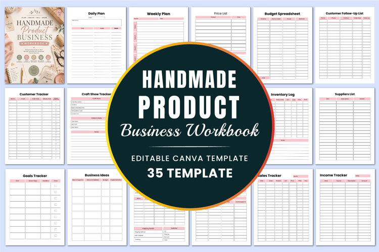 Handmade Product Business Workbook Canva templates