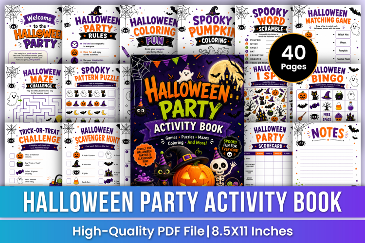 Halloween Party Activity Book | Halloween Games, Puzzles