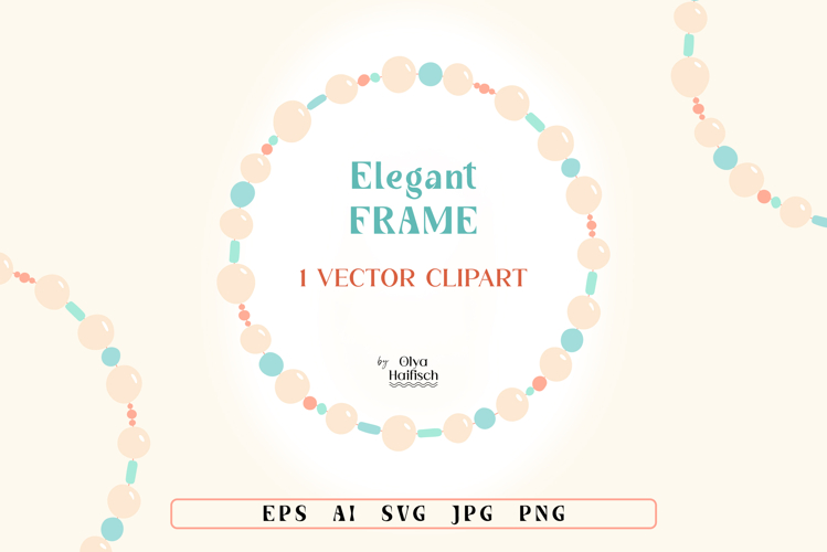 Beaded Jewelry Vector Round Frame with Pearls Clipart
