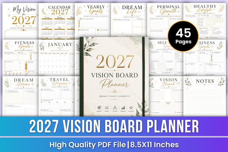 2027 Vision Board Planner | Goals & Manifest
