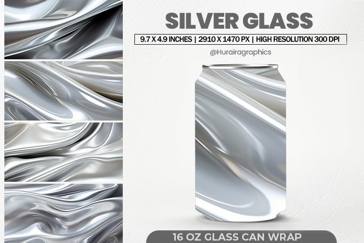 Silver Glass Can Wrap,16 Oz Tumbler Sublimation example image 1