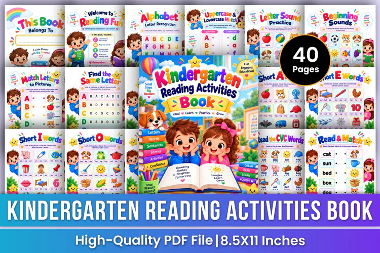Kindergarten Reading Activities Book | Alphabet, Phonics