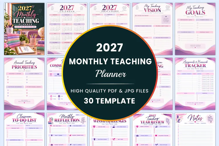 2027 Monthly Teaching Planner Kdp interiors