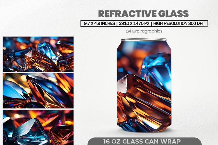 Refractive Glass Can Wrap,16 Oz Tumbler Sublimation