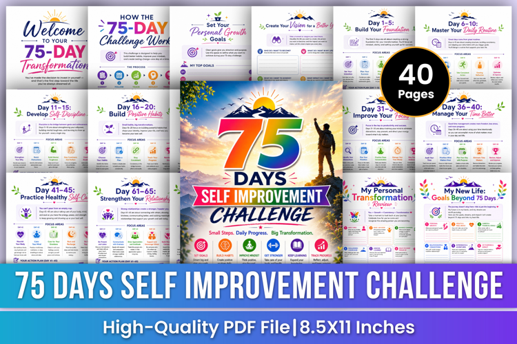 75 Days Self Improvement Challenge | Growth Workbook, Habit