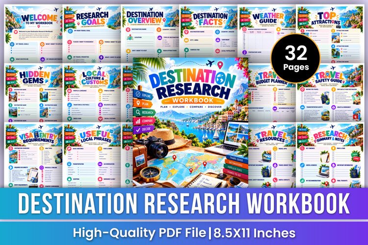 Destination Research Workbook | Printable Travel Planner example image 1