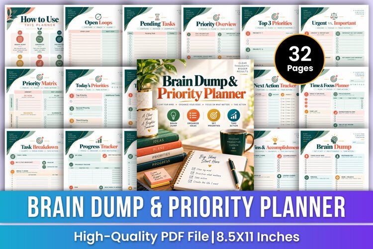 Brain Dump & Priority Planner | Task Organization, Focus example image 1