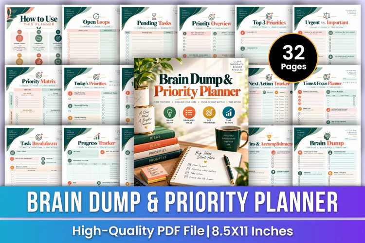 Brain Dump & Priority Planner | Task Organization, Focus