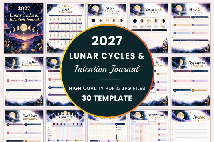 2027 Lunar Cycles & Intention Journal Kdp interiors