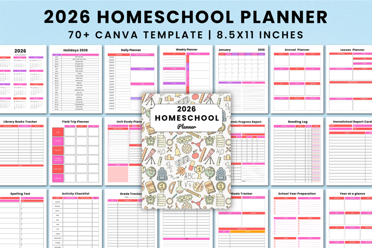 2026 Homeschool Planner For Canva KDP Interior
