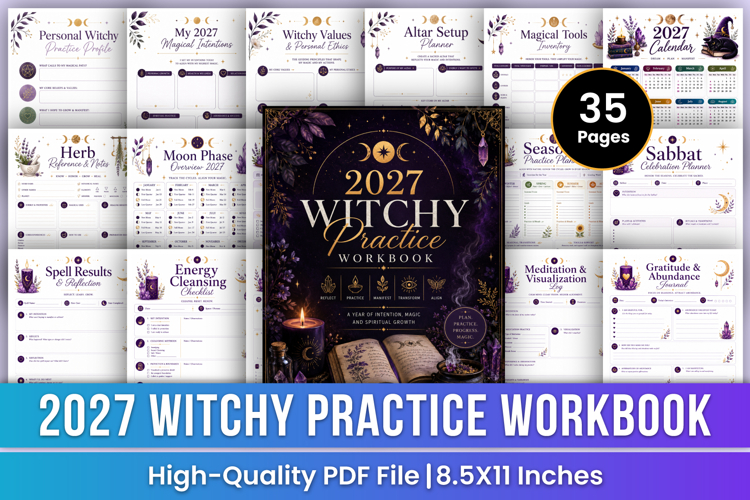 2027 Witchy Practice Workbook | Spiritual Growth Planner