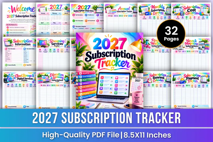 2027 Subscription Tracker | Subscription Management