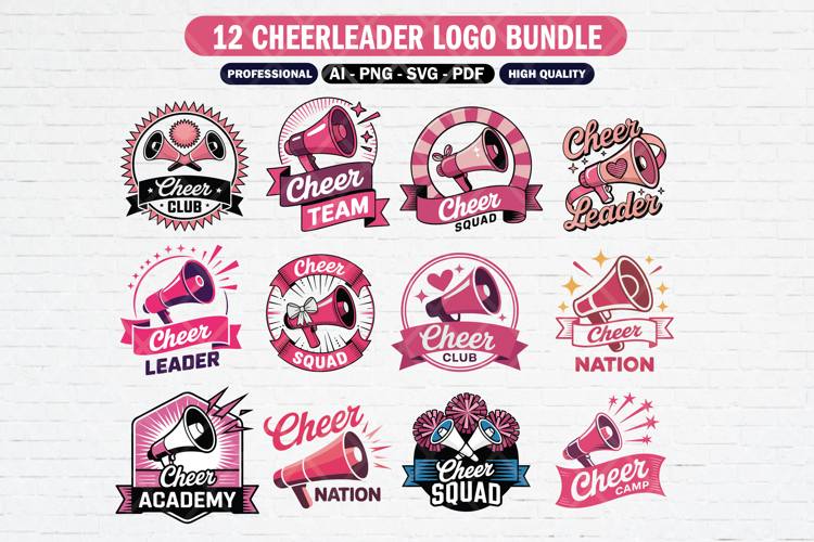 12 Cheerleader SVG Clipart Bundle