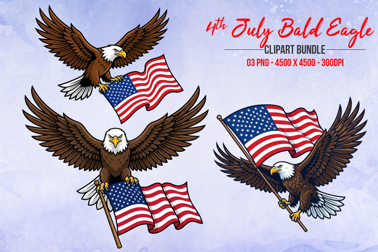 4th July Patriotic Bald Eagle Clipart