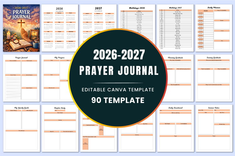 2026 - 2027 Prayer Journal Canva templates