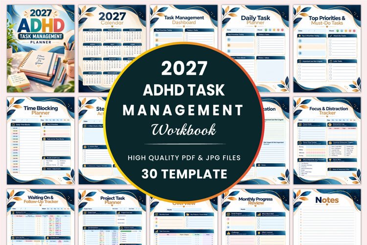 2027 ADHD Task Management Planner Kdp interiors example image 1