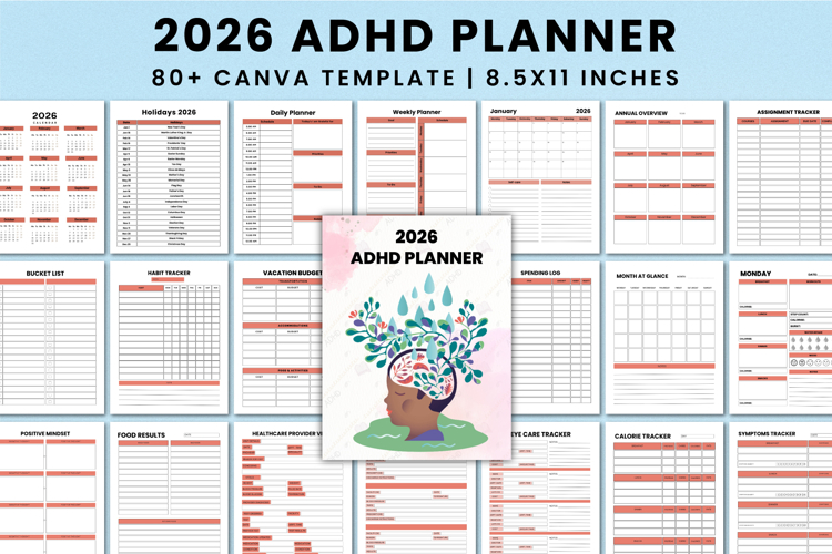 2026 ADHD Planner Canva Template