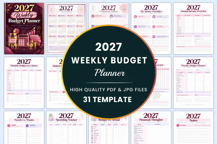 2027 Weekly Budget Planner Kdp interiors