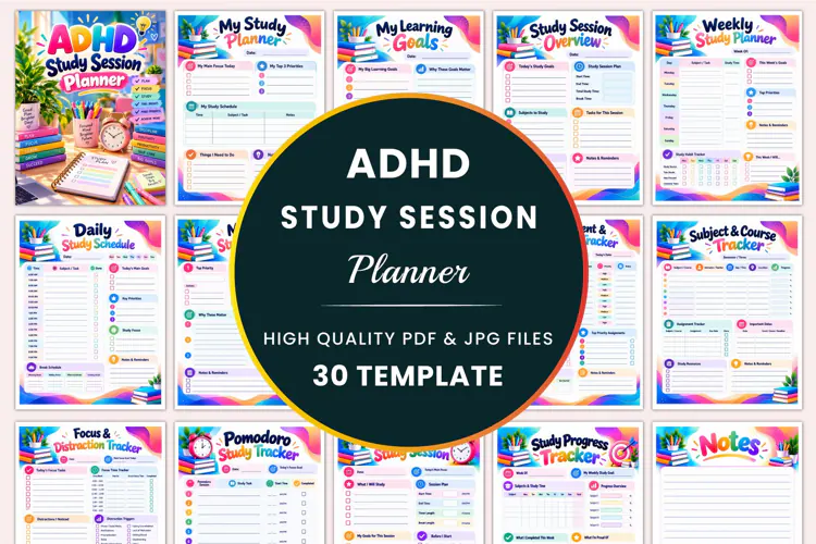 ADHD Study Session Planner Kdp interiors