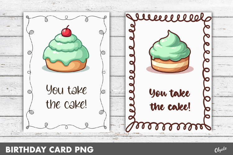 Birthday Greeting Card PNG. Cute Kawaii Card