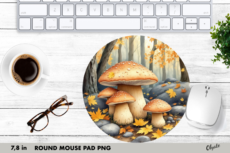 Mushrooms Mouse Pad, Round Mouse Pad PNG
