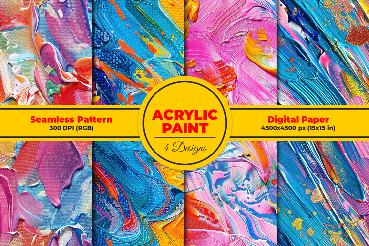 Acrylic Paint Texture Seamless Pattern and Digital Paper
