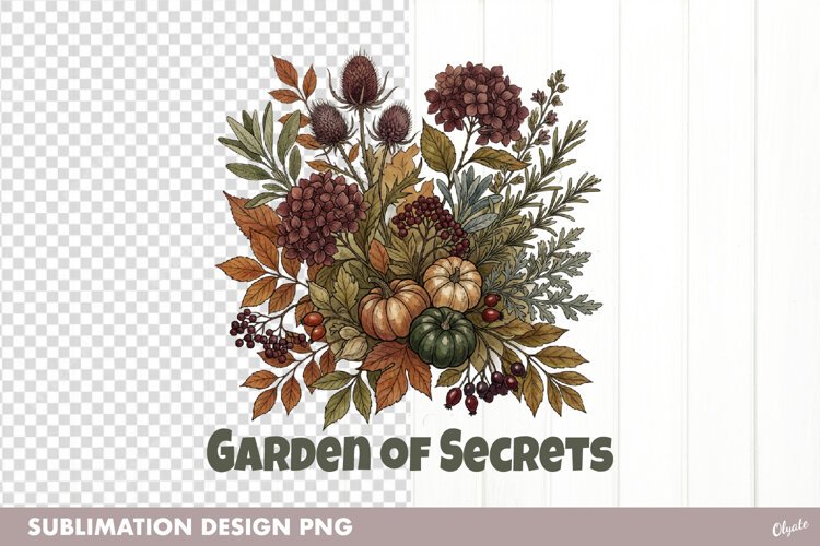 Garden of Secrets. Botanical Halloween Sublimation example image 1