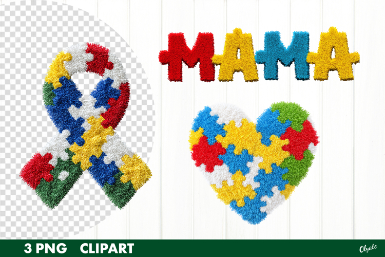 Faux Yarn Autism Sublimation, Autism Clipart PNG
