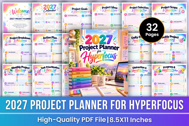 2027 Project Planner for Hyperfocus | Focus, Productivity