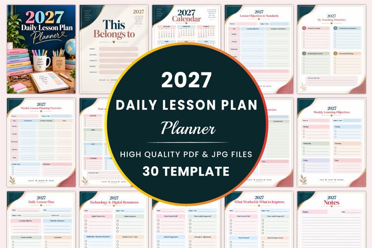 2027 Daily Lesson Plan Planner example image 1