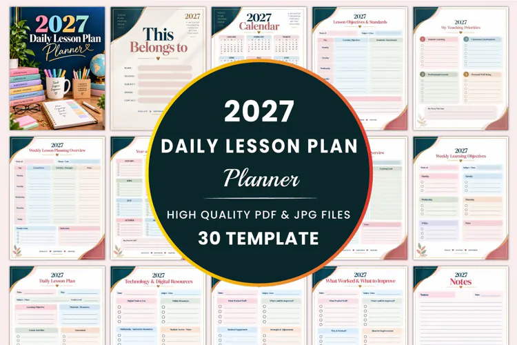 2027 Daily Lesson Plan Planner