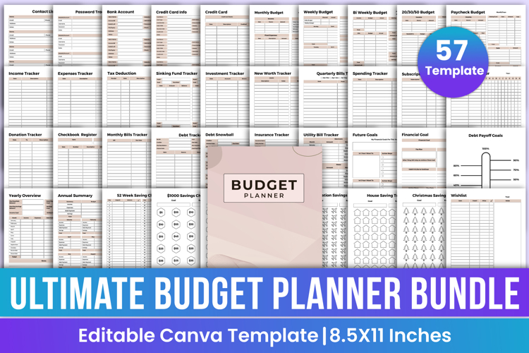 Ultimate Budget Planner Bundle Canva Template example image 1