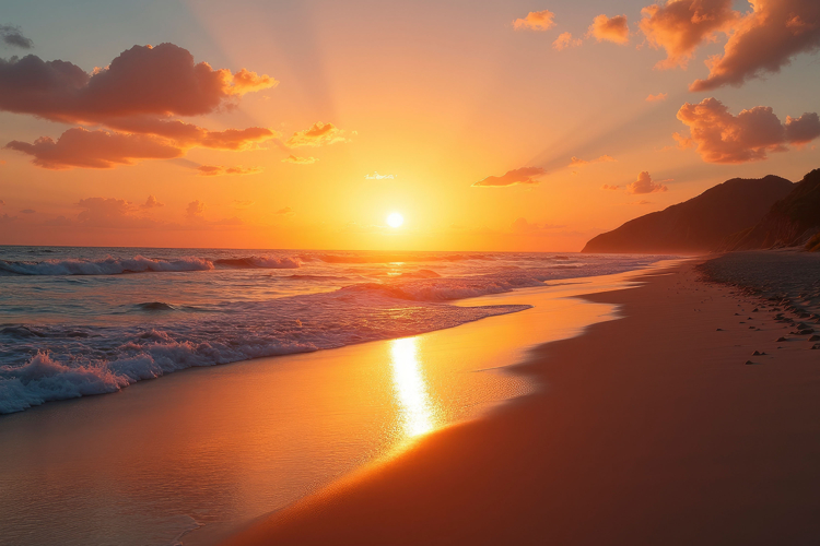 Sunset With Beach Background