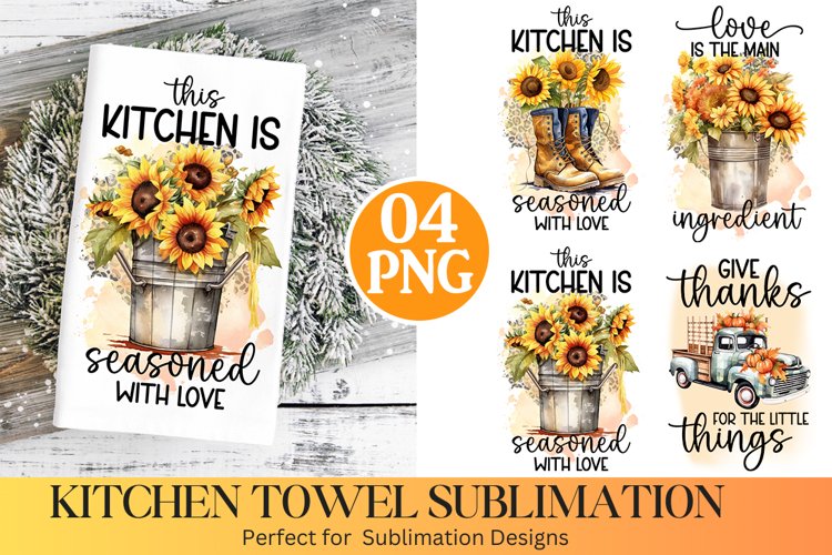 Sunflowers Towel Sublimation | Kitchen Towel Design