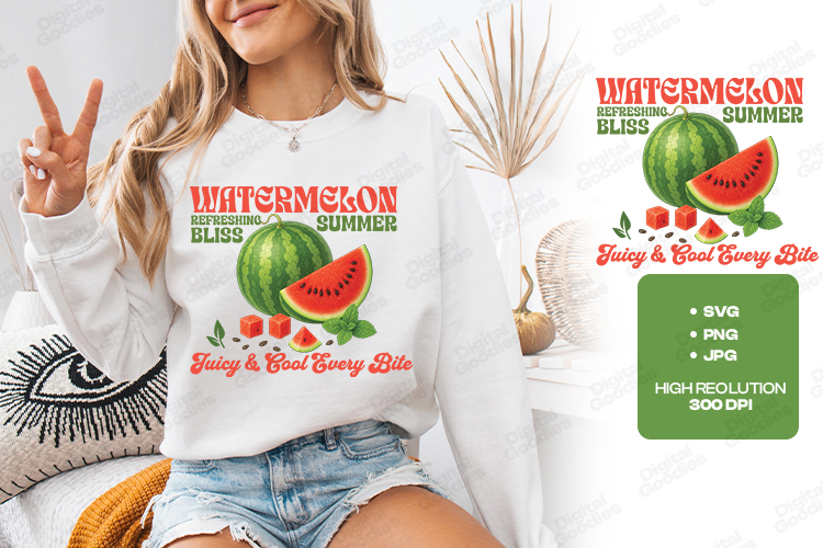 Watermelon Refreshing Bliss SVG Summer Juicy Fruit Design