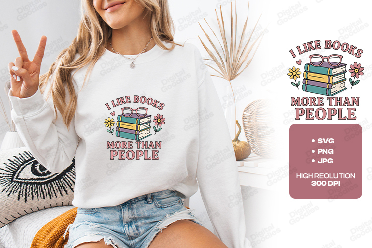 I Like Books More Than People Reading Shirt Design