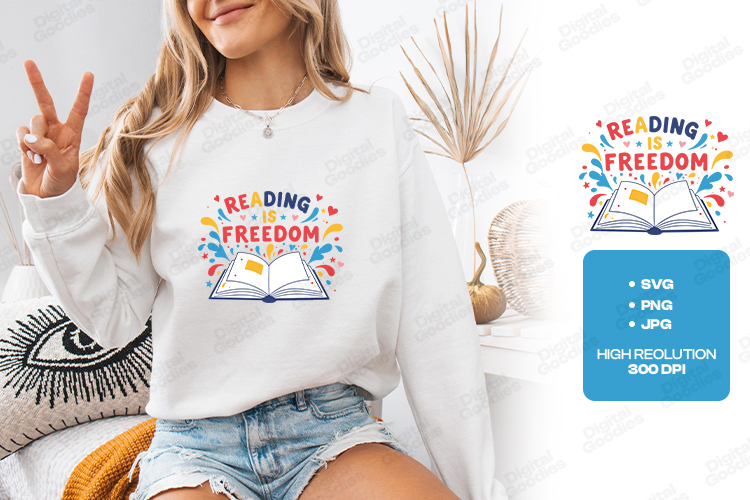 Reading Is Freedom Book Lover Open Book Shirt Design